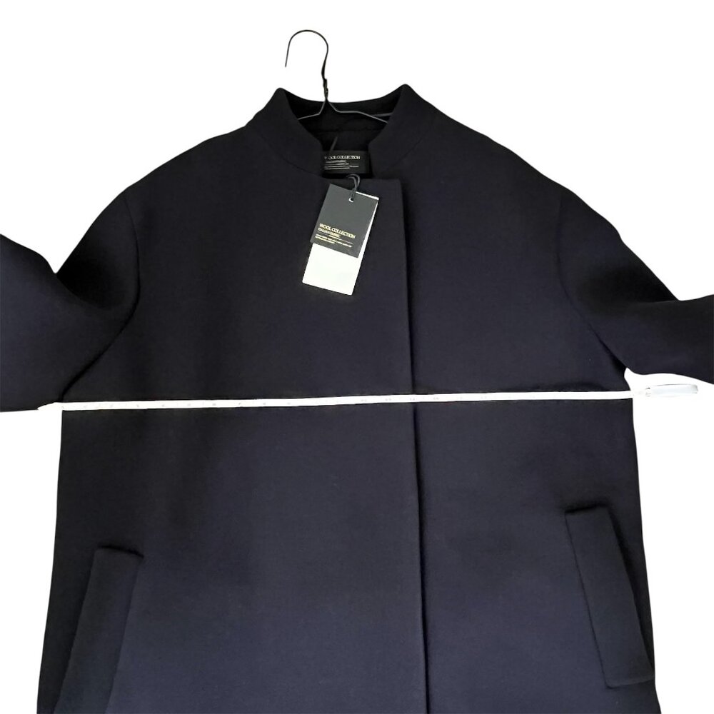 ZARA ZW Collection Wool Blend Coat – Dark Navy | Size M | Tailored Quiet Luxury - Picture 12 of 14